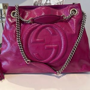GUCCI SoHo Pink Patent Leather Chain Shoulder Bag - Excellent condition